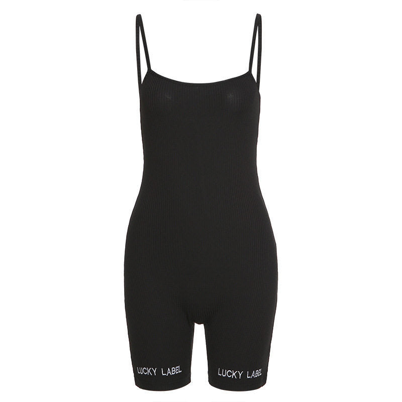 Sling Jumpsuit Shorts Women Running Sports Fitness Yoga Clothes